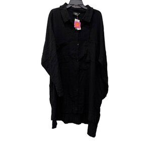 New Lala Women's Size L/XL Made Me Do It Oversized Button Up Shirt Black *Defect